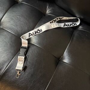 Audi White and Black Lanyard with Clip